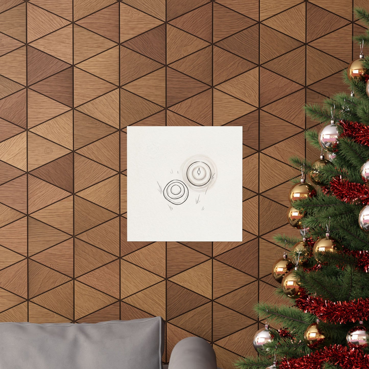 River Stones Minimal Line Wall Art Print | Neutral Japandi Art