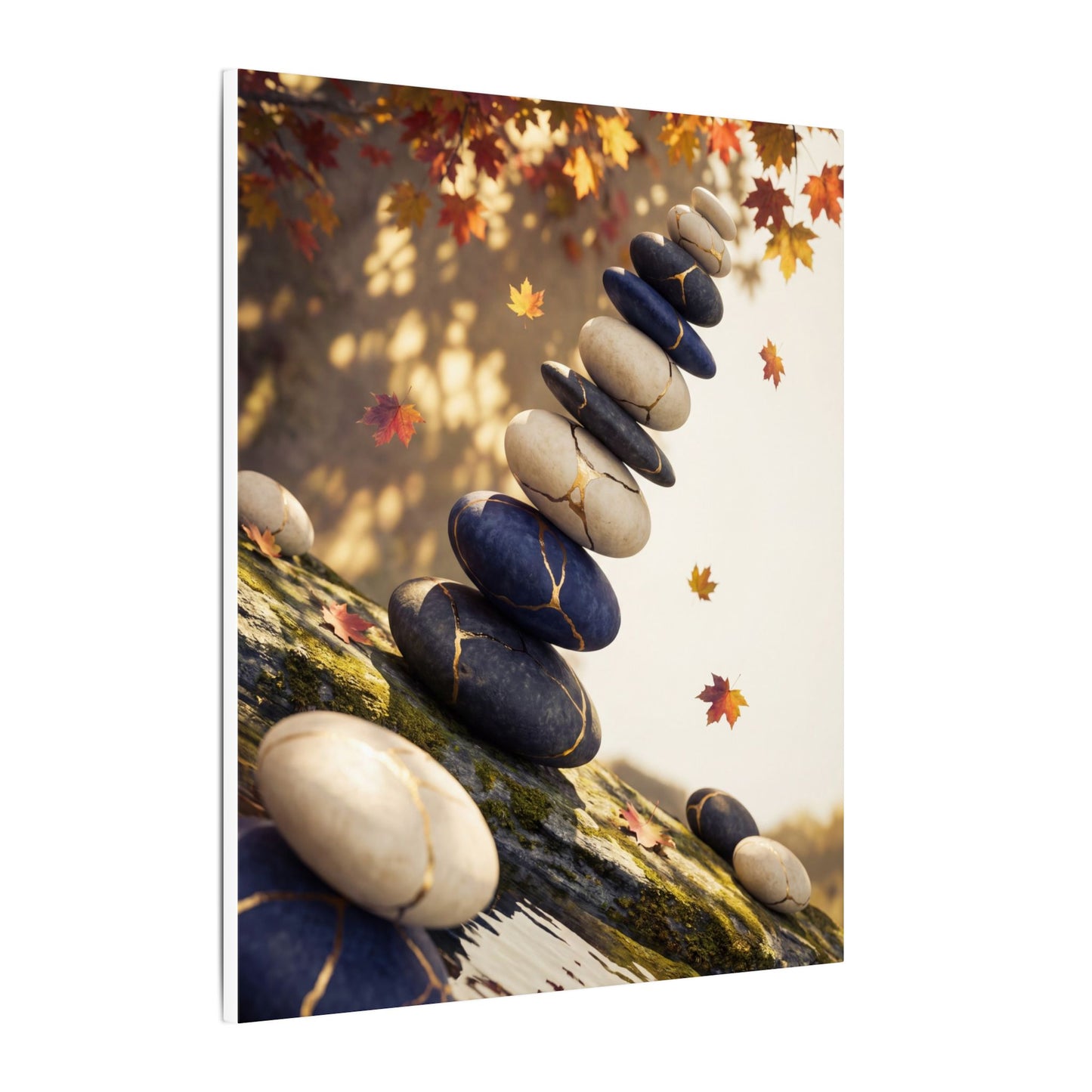 Ma River Stones Canvas Art - Kintsugi Gold Vein