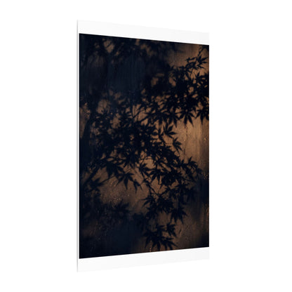 Shadow Play Autumn Canvas Art | Dark Japandi Atmospheric Design