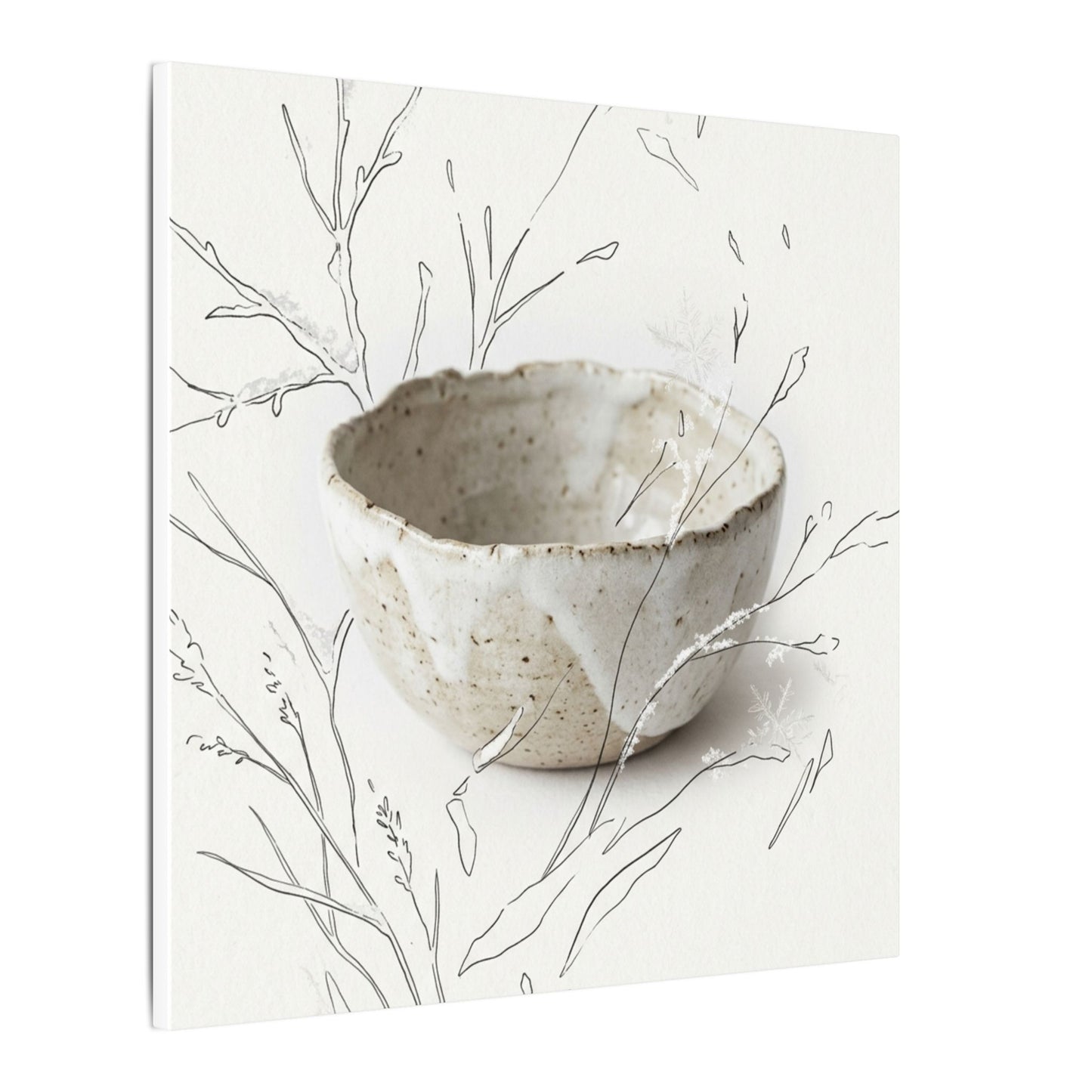 Neutral Ceramic Bowl Canvas Art - Minimal Line Japandi