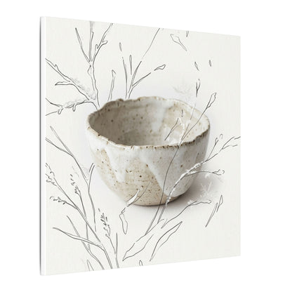 Neutral Ceramic Bowl Canvas Art - Minimal Line Japandi