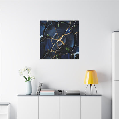 Moonlight Broken Pottery Canvas Art - Kintsugi Fukinsei