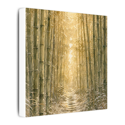 Bamboo Grove Winter Canvas Art | Japandi Elegant Design