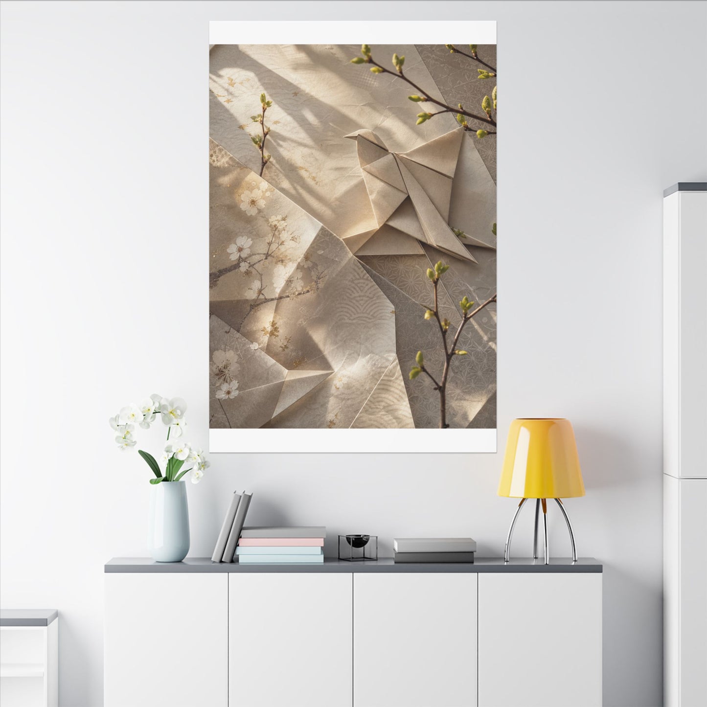 Golden Hour Paper Fold Canvas Art - Japandi Fukinsei