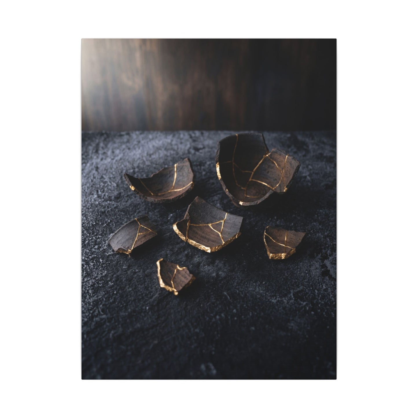 Winter Broken Pottery Shadow Zen Canvas Art | Bold Decor