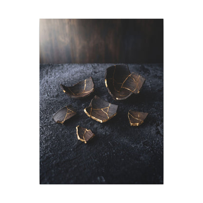 Winter Broken Pottery Shadow Zen Canvas Art | Bold Decor