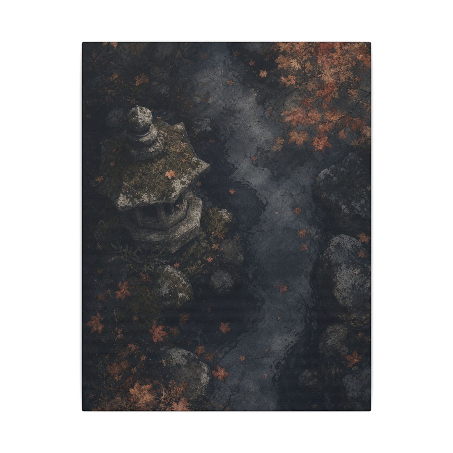 Stone Lantern Canvas Art | Autumn Japandi Texture Art