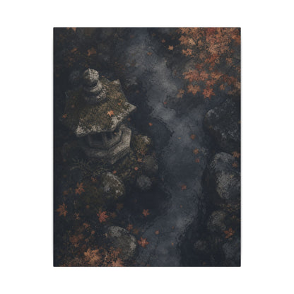 Stone Lantern Canvas Art | Autumn Japandi Texture Art