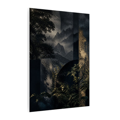 Mountain Mist Summer Canvas Art | Dark Japandi Atmospheric Design