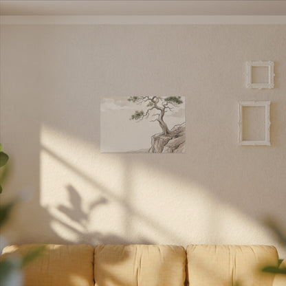 Japandi Pine Tree in Dappled | Minimal Line Canvas Art