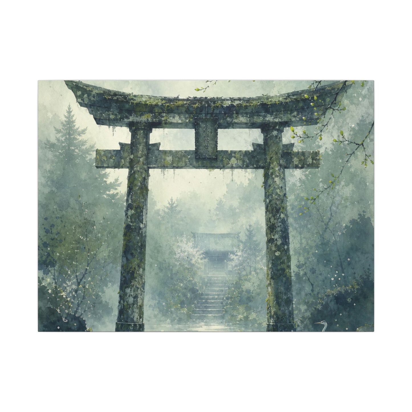 Earthy Torii Gate Canvas Art - Watercolor Japandi