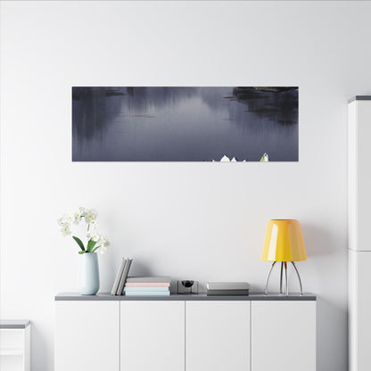 Lotus Flower Karesansui Canvas Art | Tranquil Zen Art