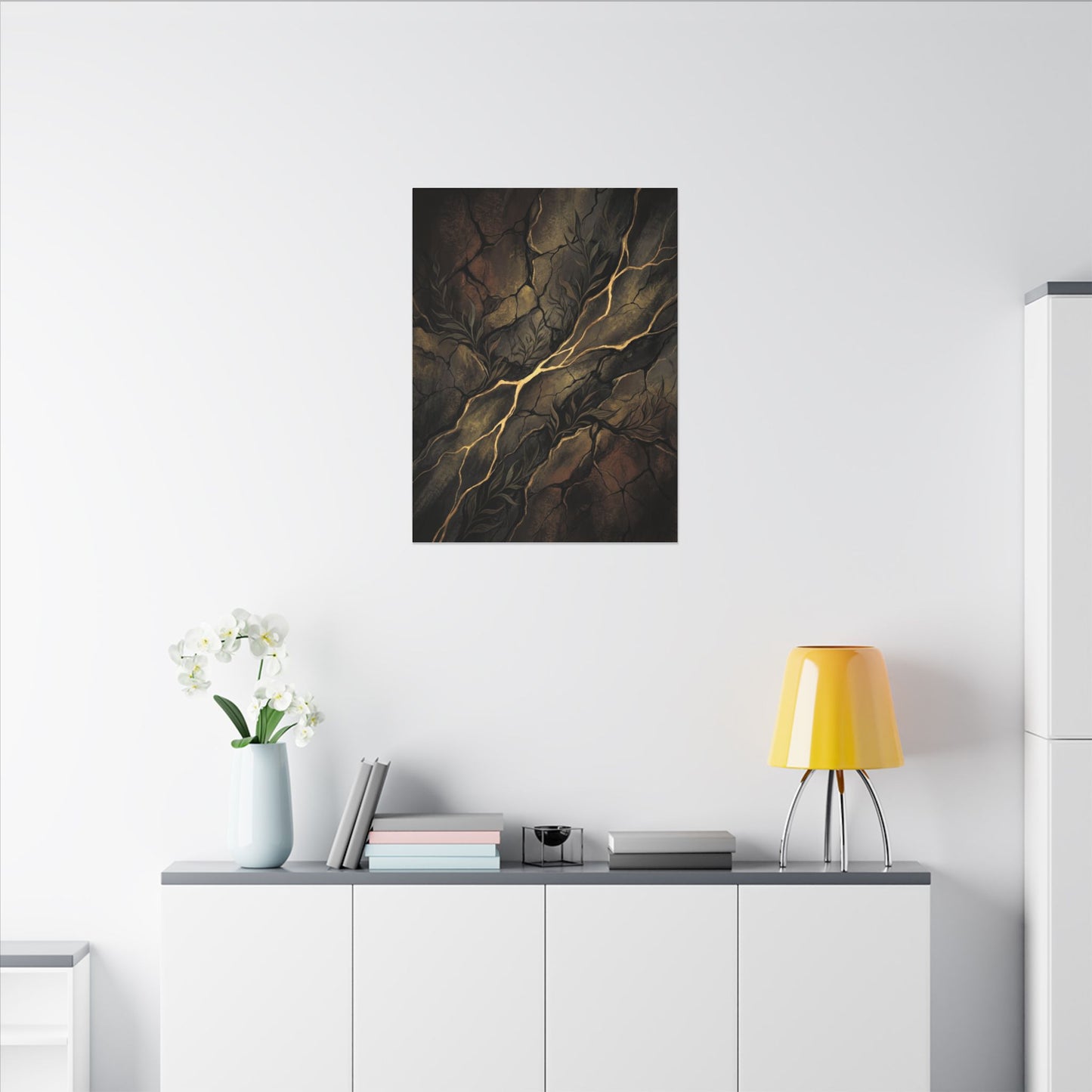 Cracked Earth Charcoal Ink Canvas Art | Bold Dark Japandi Art