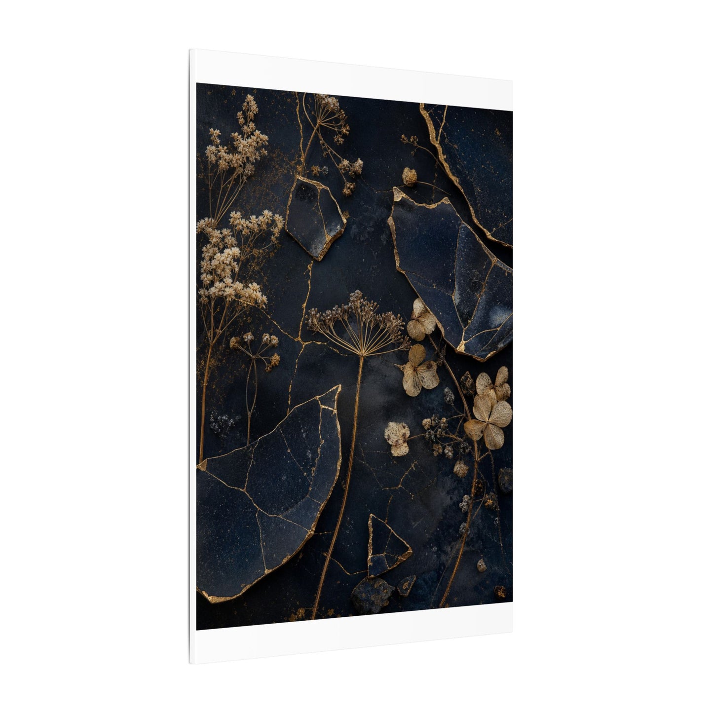 Philosophical Dried Flowers Canvas Art - Broken Beauty Kintsugi
