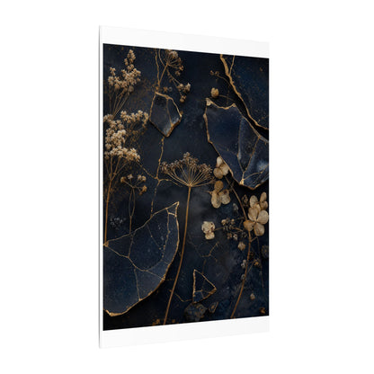 Philosophical Dried Flowers Canvas Art - Broken Beauty Kintsugi
