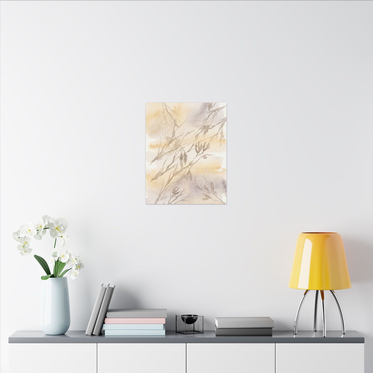 Shadow Play Winter Canvas Art | Japandi Warm Design