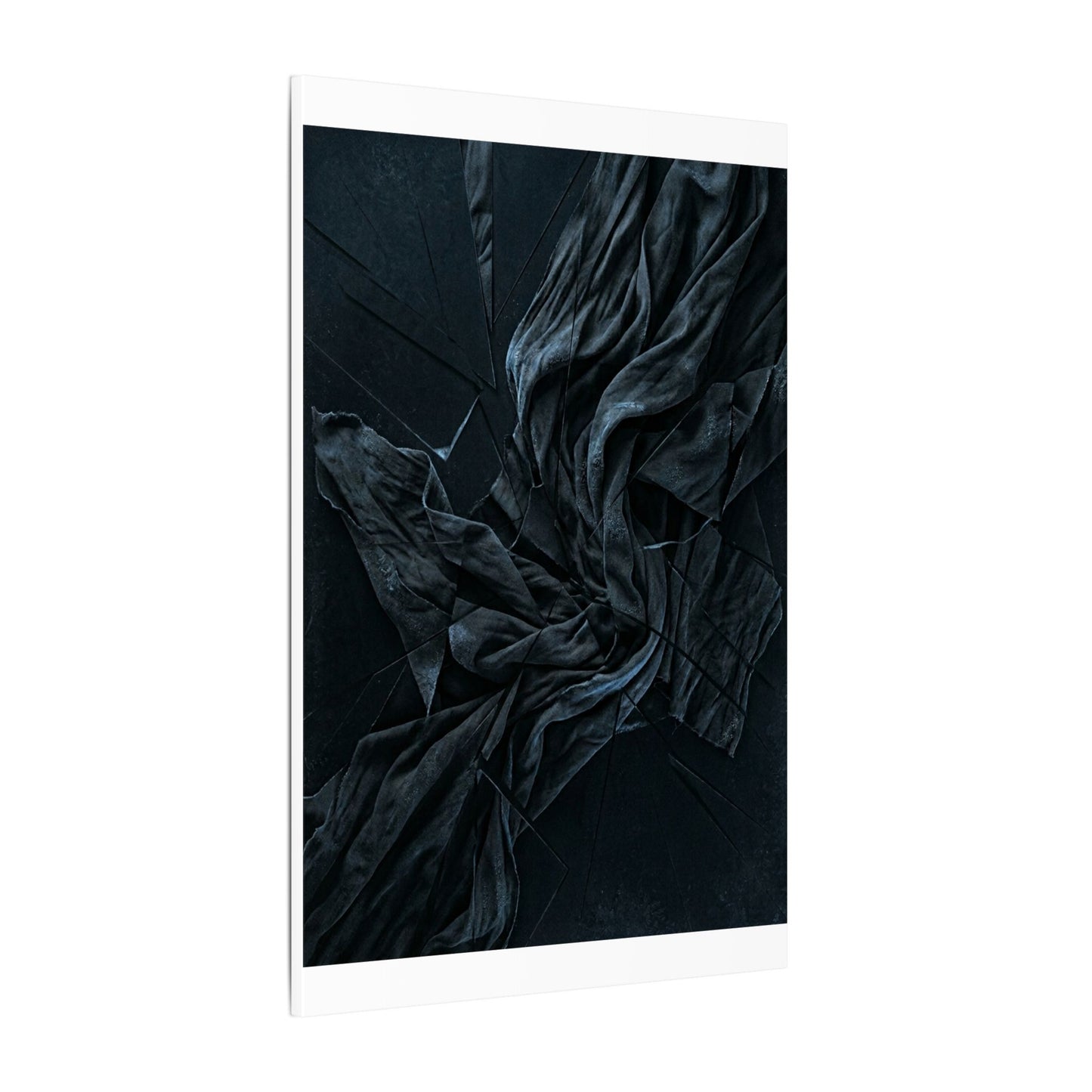 Dark Japandi Silk Drape in Moonlight | Moody Minimal Canvas Art