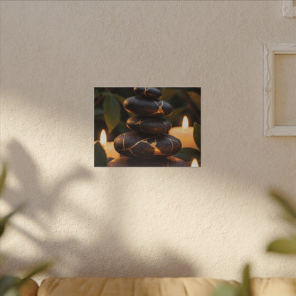 Summer River Stones Gold Vein Canvas Art | Philosophical Decor