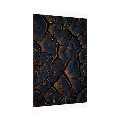 Cracked Earth Moody Minimal Canvas Art | Luxurious Dark Japandi Art
