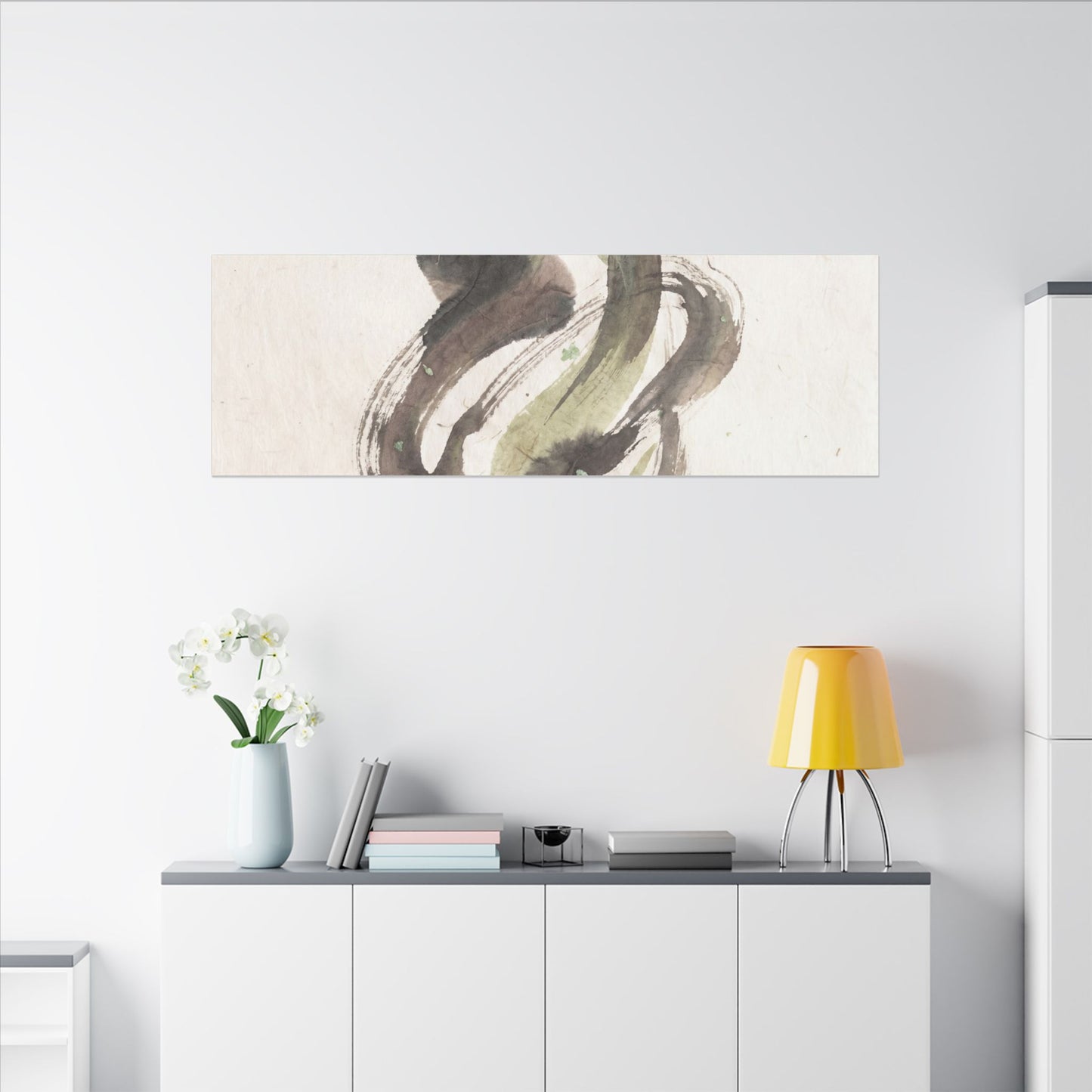 Ink Brushstroke Canvas Art | Spring Japandi Japanese Pattern Art