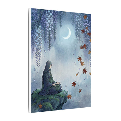 Zen Wisteria in Moonlight | Ukiyo E Inspired Canvas Art