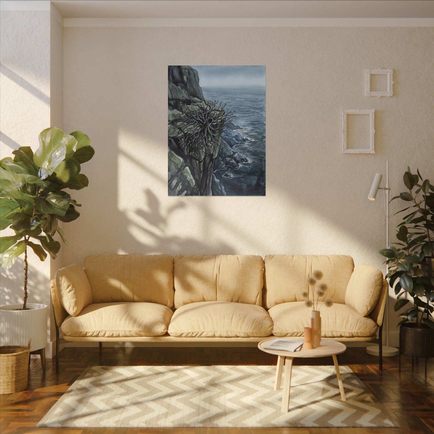 Pine Tree Spring Canvas Art | Japandi Neutral Design