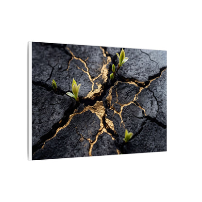 Ma Cracked Earth Canvas Art - Dark Japandi Charcoal Ink
