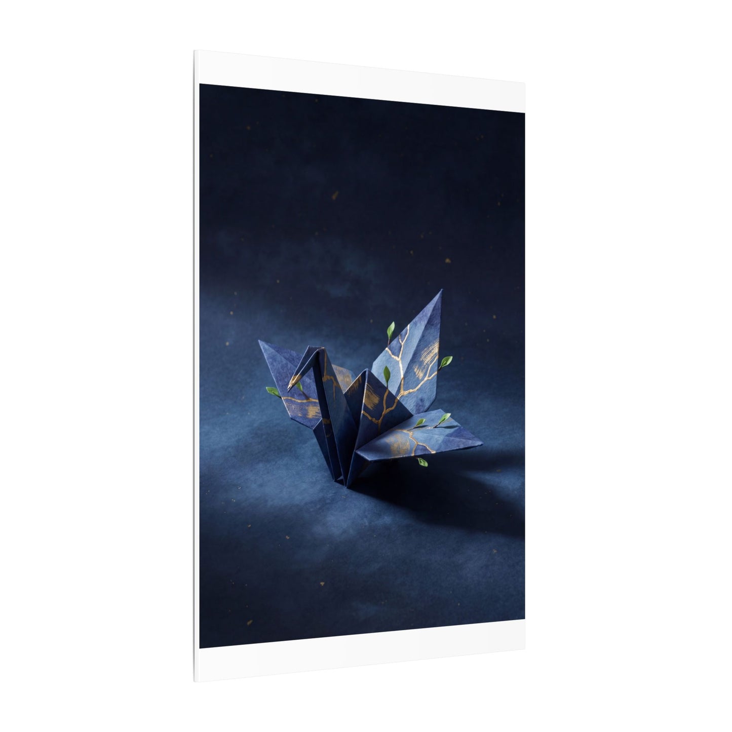 Kintsugi Paper Fold in Moonlight | Crackle Gold Canvas Art