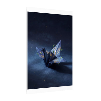 Kintsugi Paper Fold in Moonlight | Crackle Gold Canvas Art