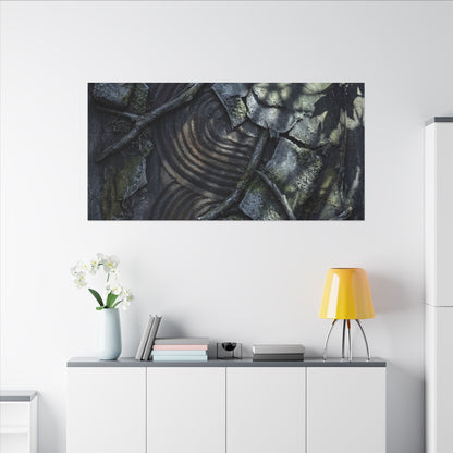 Rock Garden Canvas Art | Winter Dark Japandi Dark Texture Art