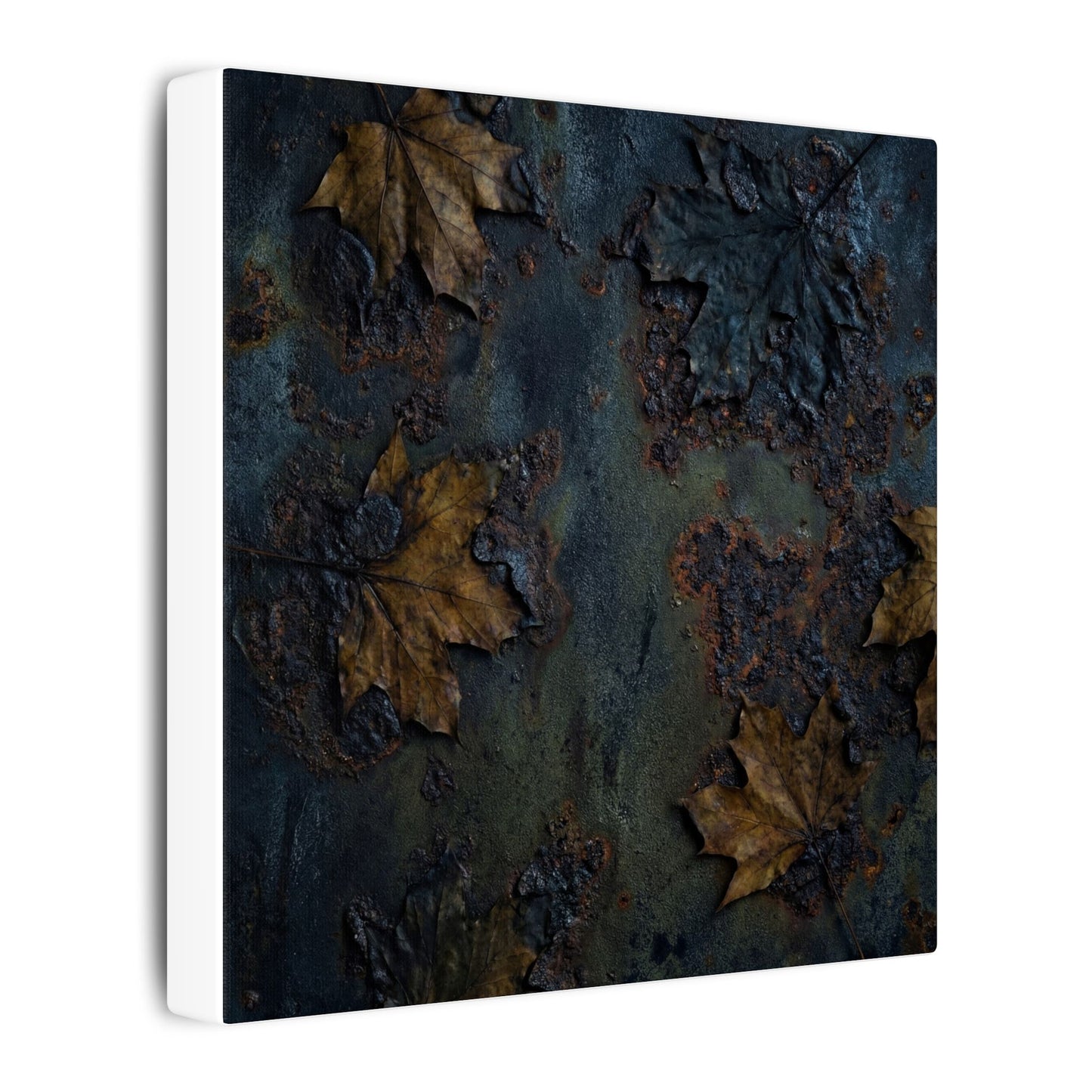 Shibui Rust Patina Canvas Art - Dark Japandi Charcoal Ink