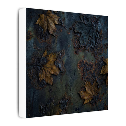 Shibui Rust Patina Canvas Art - Dark Japandi Charcoal Ink