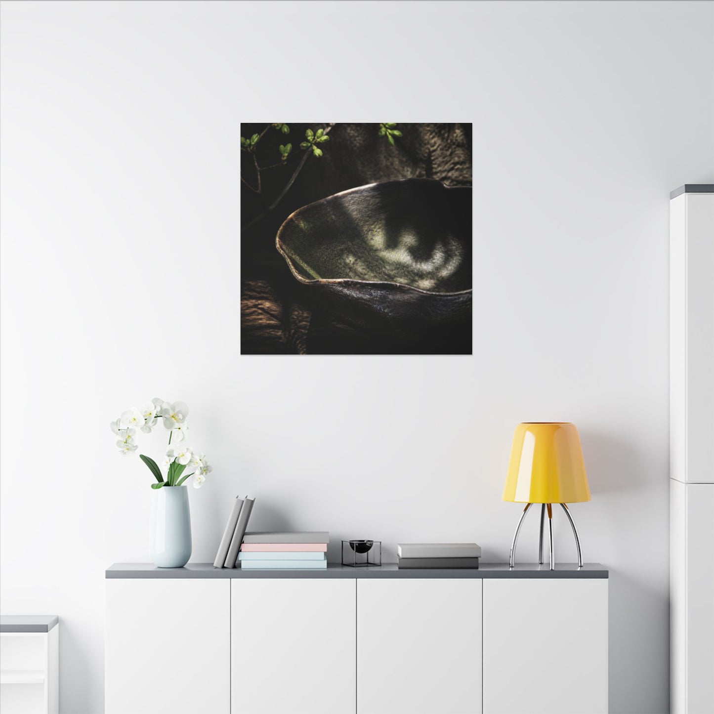 Sophisticated Ceramic Bowl Canvas Art - Dark Texture Dark Japandi