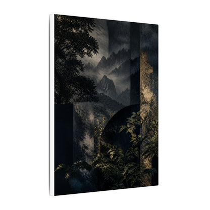 Mountain Mist Summer Canvas Art | Dark Japandi Atmospheric Design