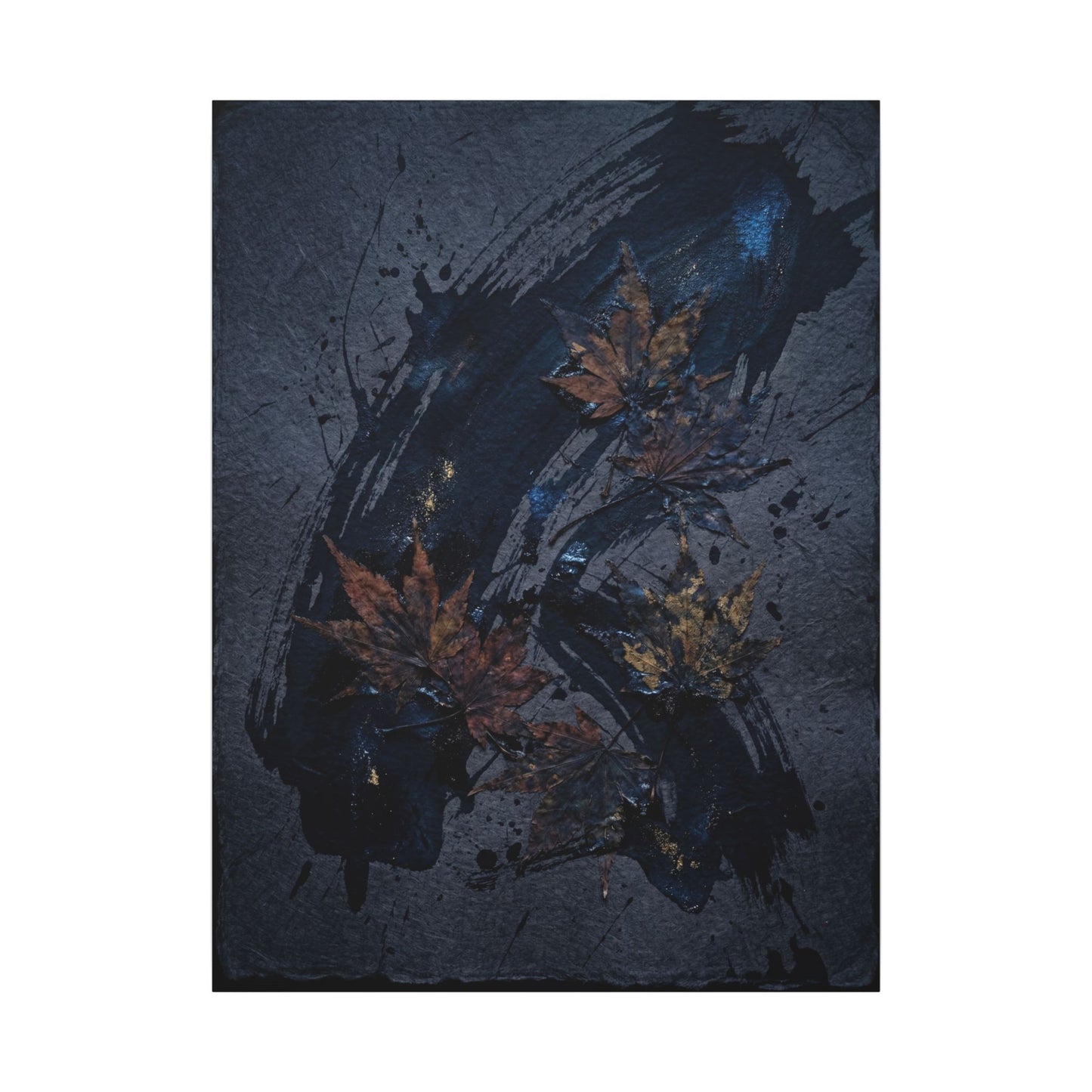 Sophisticated Ink Brushstroke Canvas Art - Dark Texture Dark Japandi