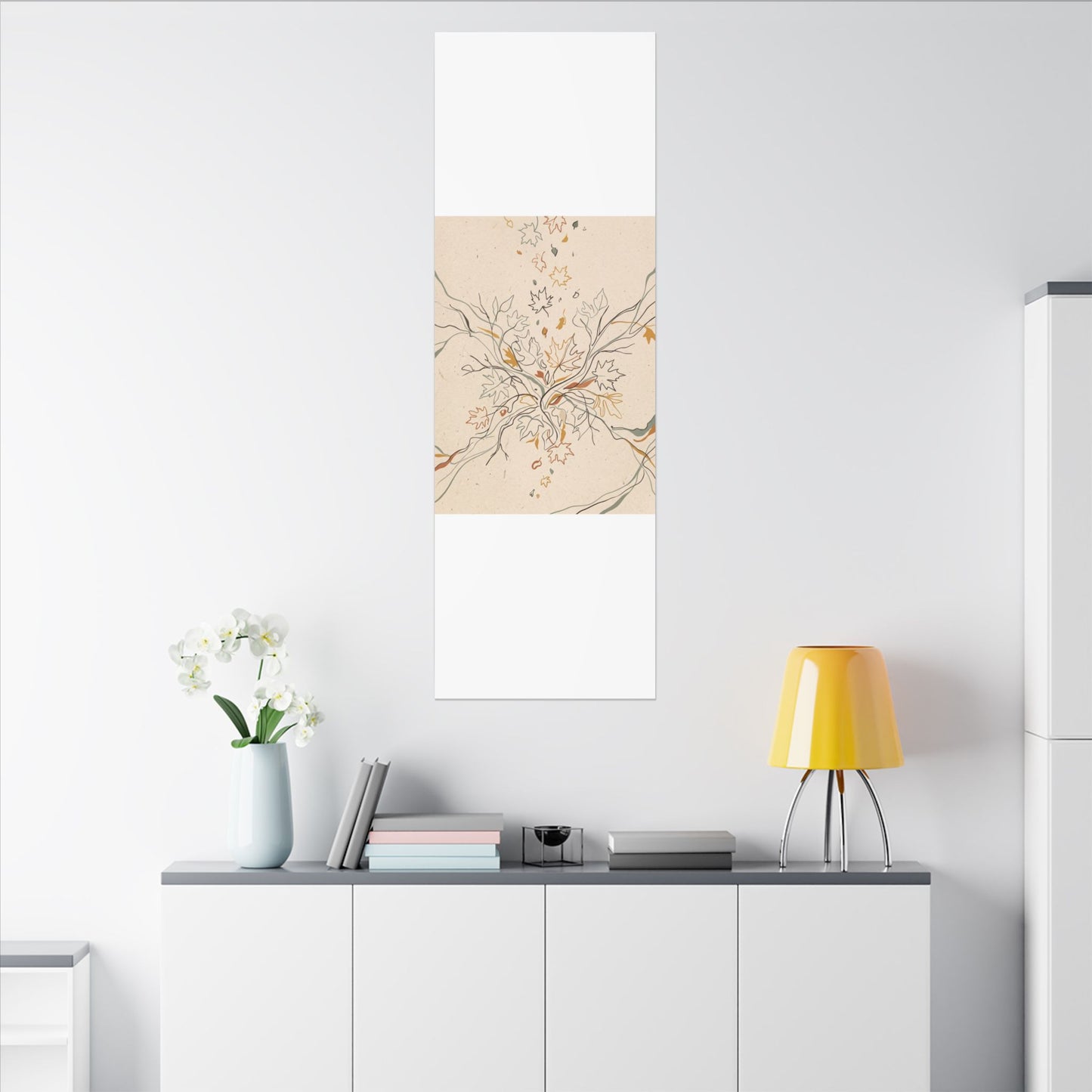 Warm Shadow Play Canvas Art - Minimal Line Japandi