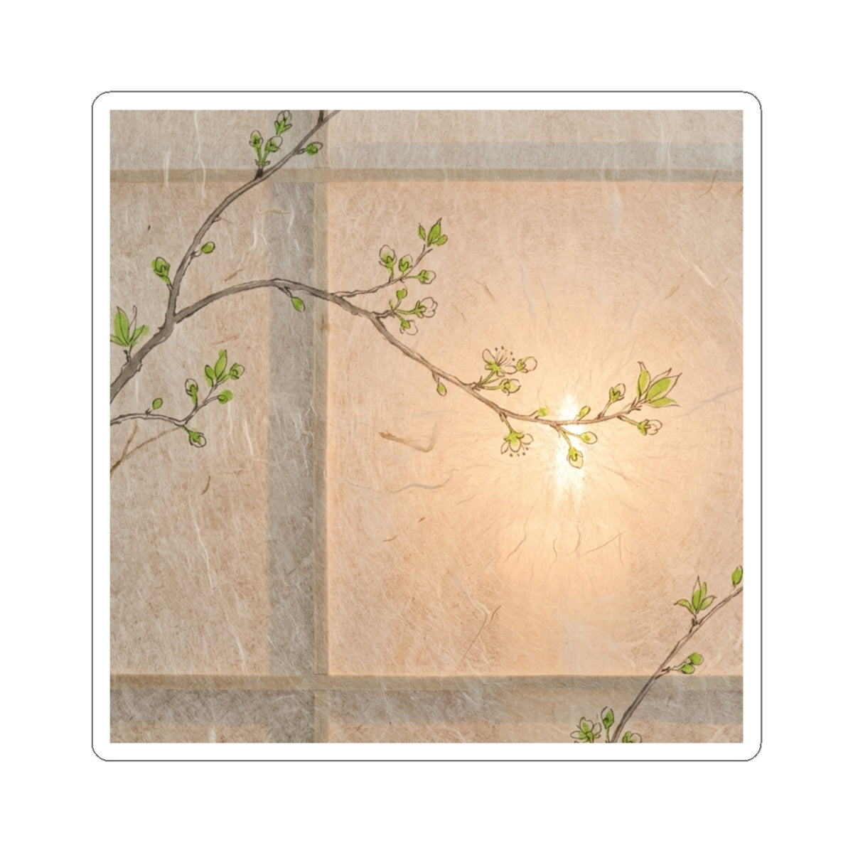 Elegant Shoji Screen Sticker - Minimal Line Japandi Art Print