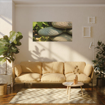 River Stones Summer Canvas Art | Japandi Earthy Design