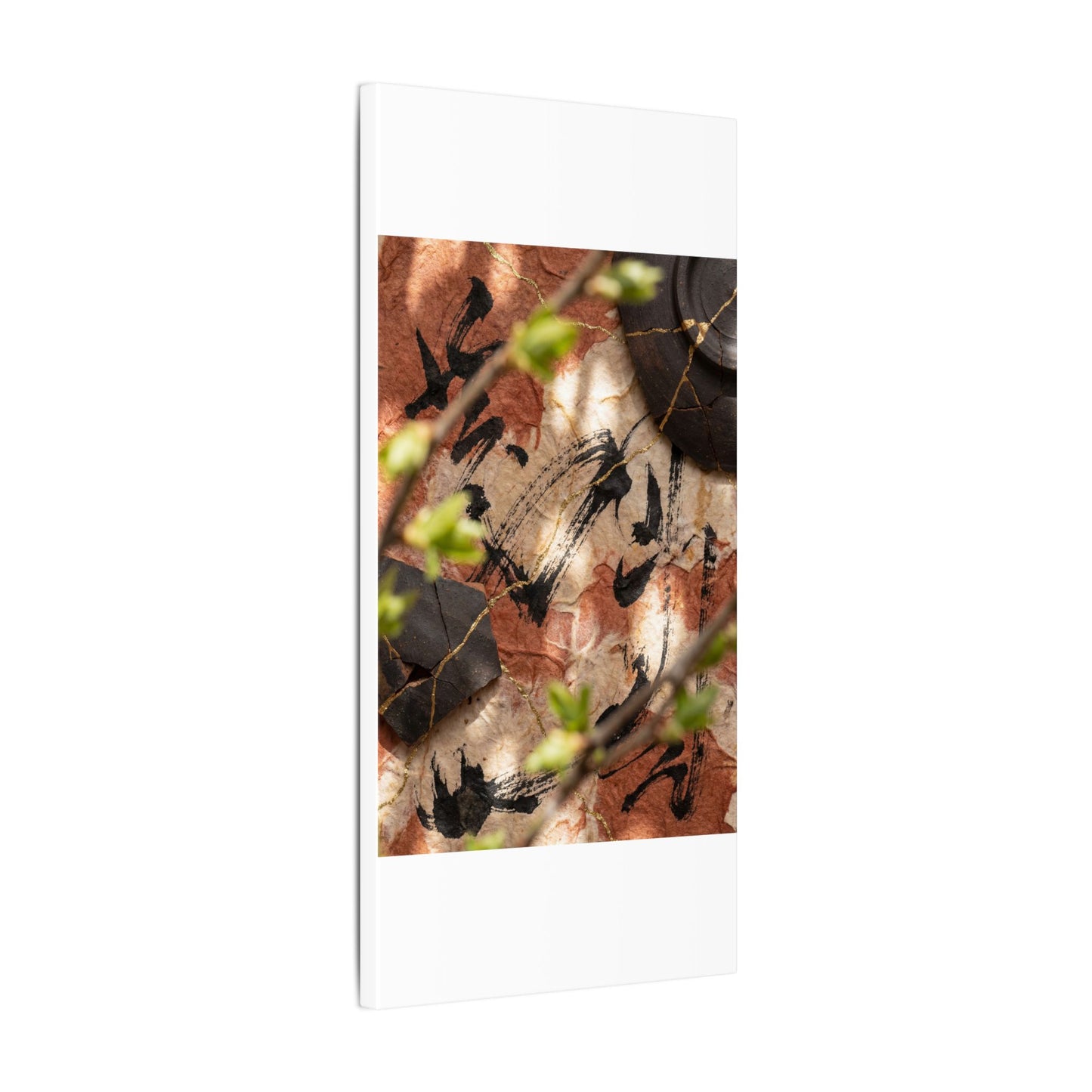 Datsuzoku Ink Brushstroke Canvas Art - Kintsugi Gold Repair