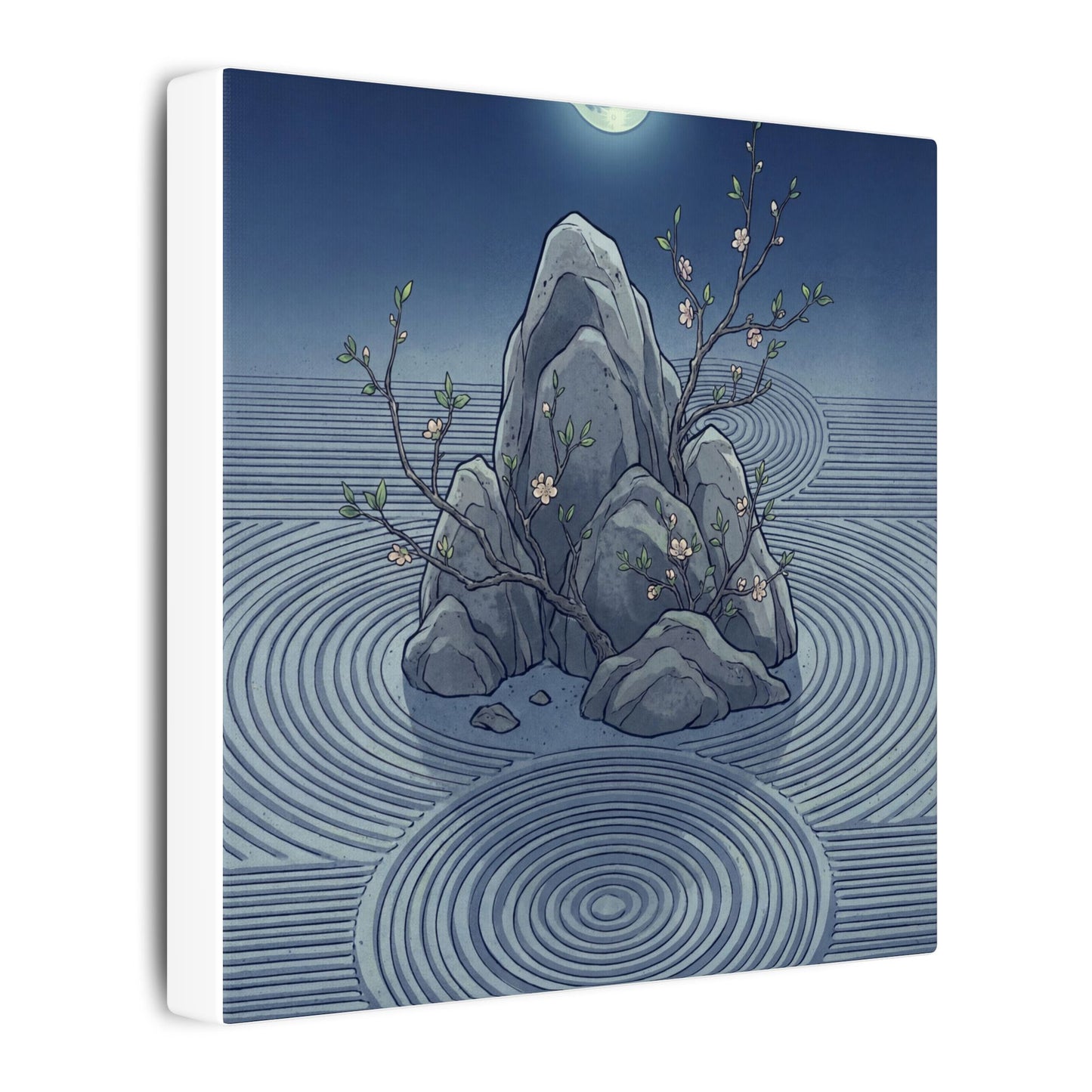 Spring Rock Garden Ukiyo E Inspired Canvas Art | Tranquil Decor