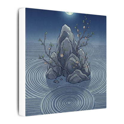 Spring Rock Garden Ukiyo E Inspired Canvas Art | Tranquil Decor