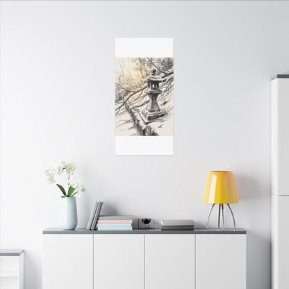 Golden Hour Stone Lantern Canvas Art - Japandi Kanso