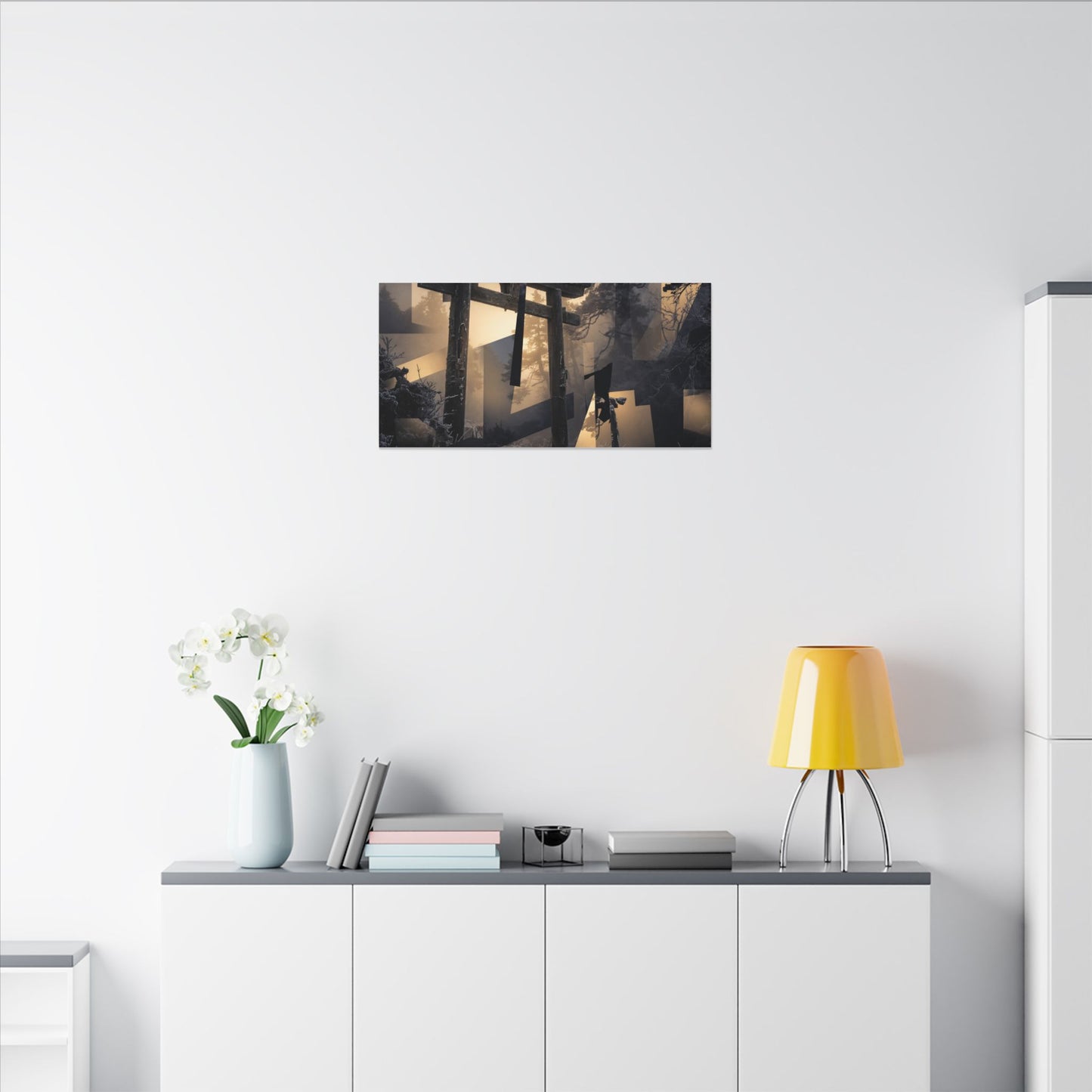 Winter Torii Gate Moody Minimal Canvas Art | Bold Decor