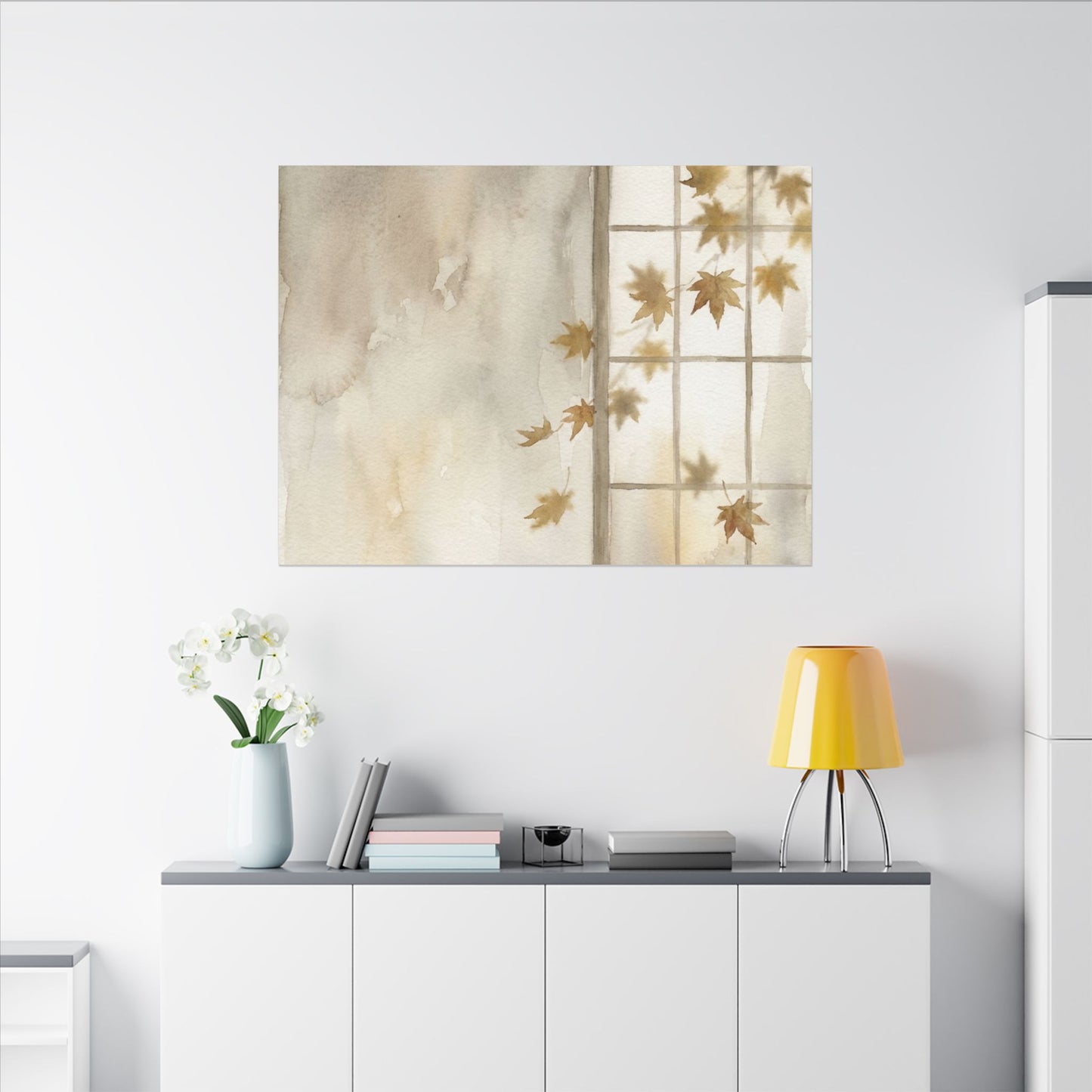 Warm Shoji Screen Canvas Art - Watercolor Japandi