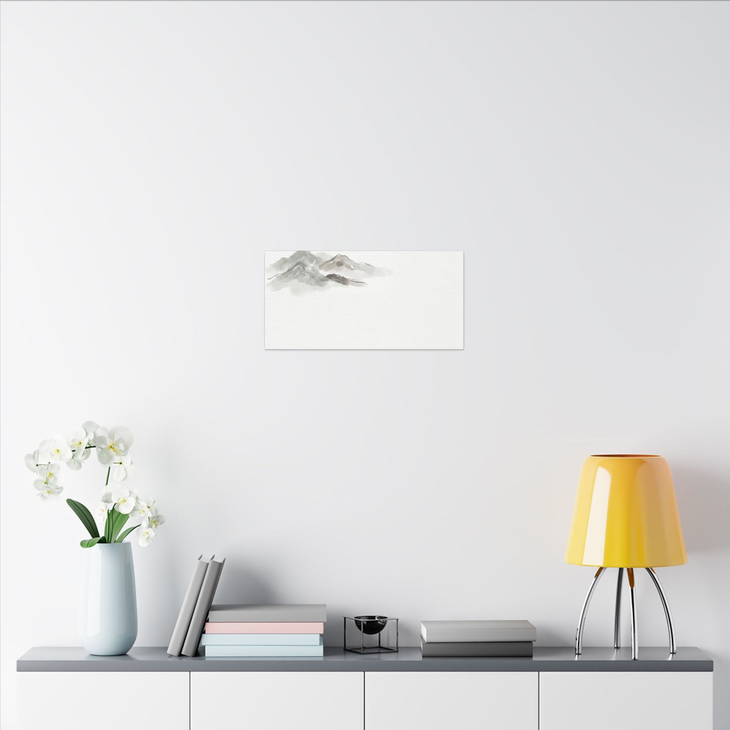 Winter Mountain Mist Minimal Line Canvas Art | Elegant Decor