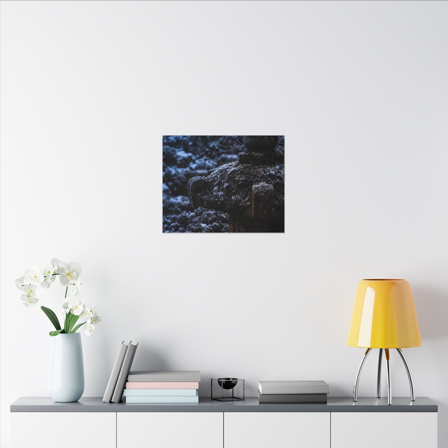 Moody Stone Lantern Canvas Art - Shadow Zen Dark Japandi