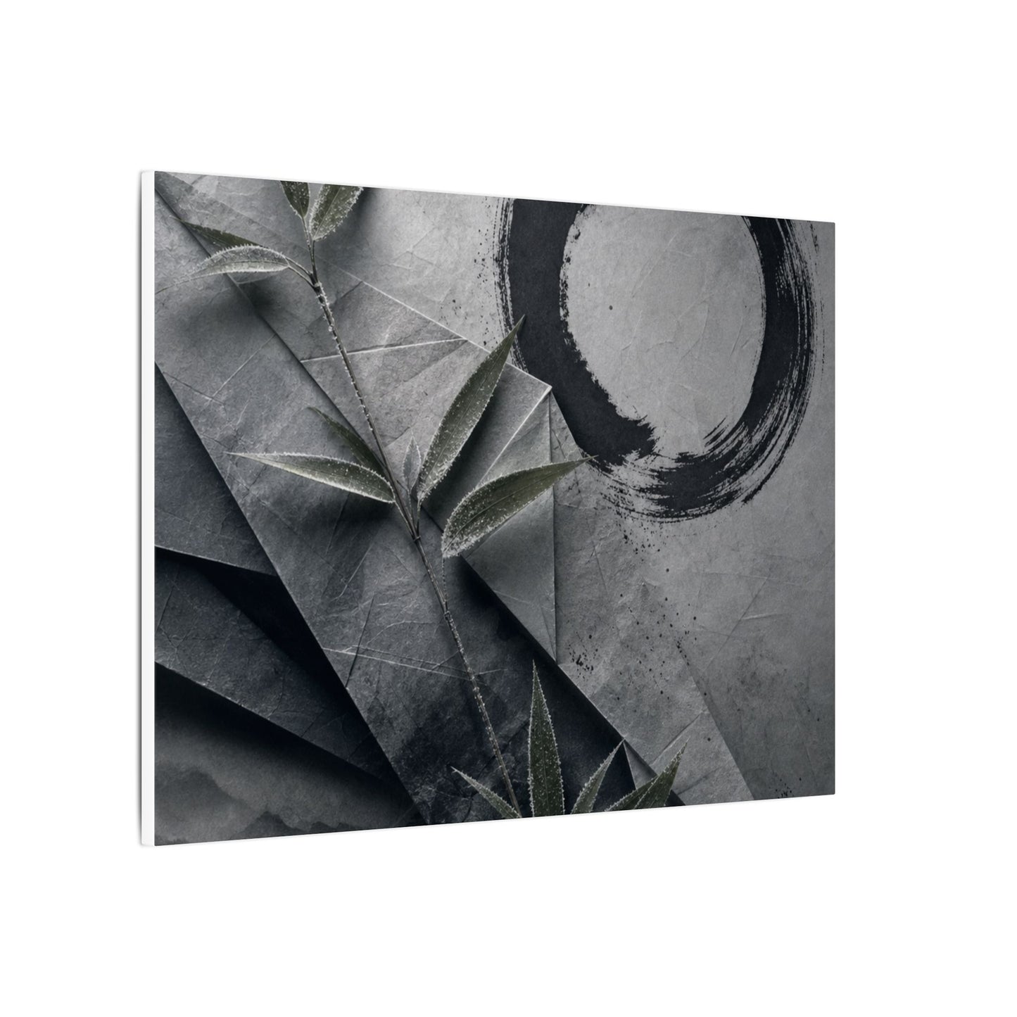 Winter Paper Fold Enso Canvas Art | Serene Decor