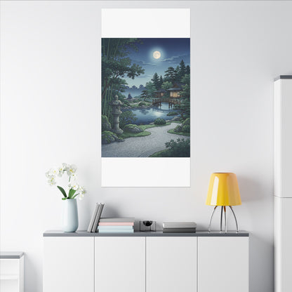 Summer Moonlit Garden Ukiyo E Inspired Canvas Art | Serene Decor