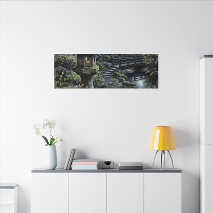 Japandi Stone Lantern in Moonlight | Texture Canvas Art