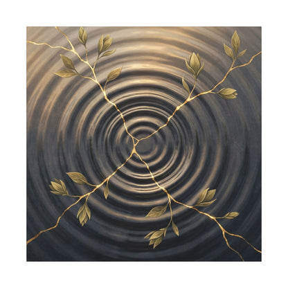 Kanso Water Ripple Canvas Art - Kintsugi Gold Vein